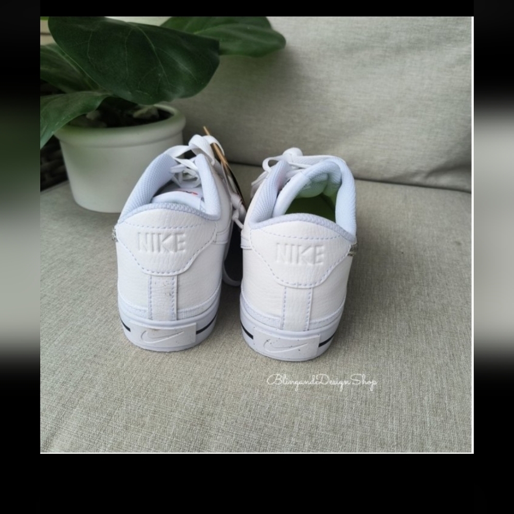 Bling Nike Women's Court Legacy White Sneakers Shoes Customized with Crystals - Picture 3 of 6
